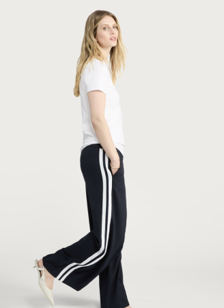 Pantaloni - Pantaloni F&F eleganti, side stripe wide leg, navy, XL