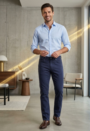 Barbati - Pantaloni H&M, bleumarin, croiala dreapta, skinny fit, M