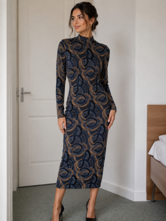 Rochii - Rochie River Island paisley mock neck, midi, marime M