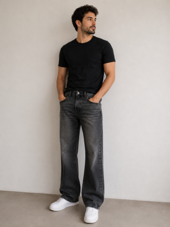 Barbati - Blugi boohoo MAN, flare fit, gri washed, W32/L32, M