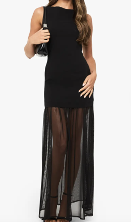 Rochii - Rochie Boohoo Sheer Hem Sleeveless Maxi, fusta tull, marime L