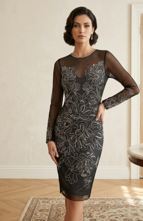 Rochii - Rochie Miss Selfridge Premium embellished sheer-yoke mesh cocktail, marime M