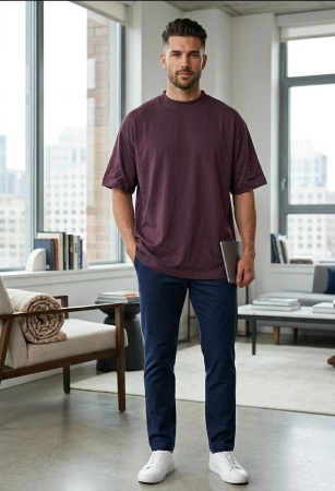 Tricouri si Maiouri - Tricou H&M purple oversized fit t-shirt, loose fit, aubergine, bumbac, L