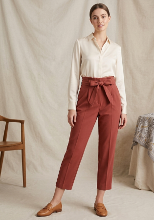 Pantaloni eleganti - Pantaloni NEW LOOK, terracotta/ruginiu, talie inalta, croiala dreapta, M