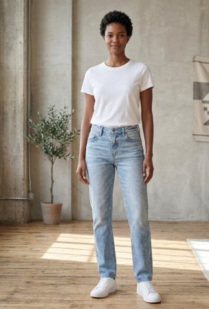 Femei - Blugi VTG GAP, light wash, boyfriend fit, denim decolorat, L