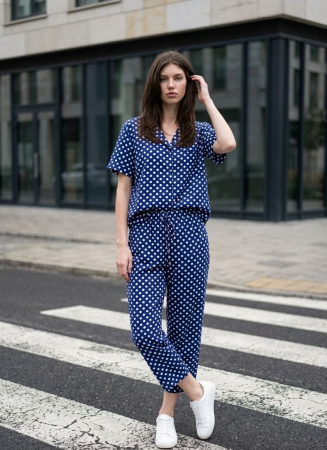 Pantaloni - Pantaloni GEORGE, buline bleumarin, eleganti, XL