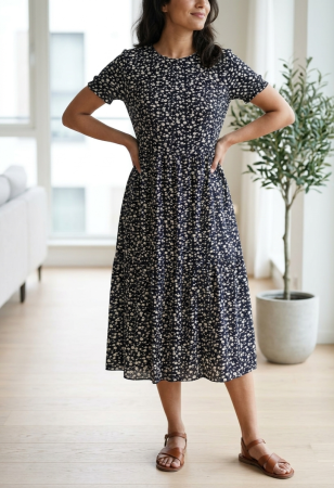 Rochii elegante - Rochie SHEIN, florala, tiered, decolteu rotund, XL