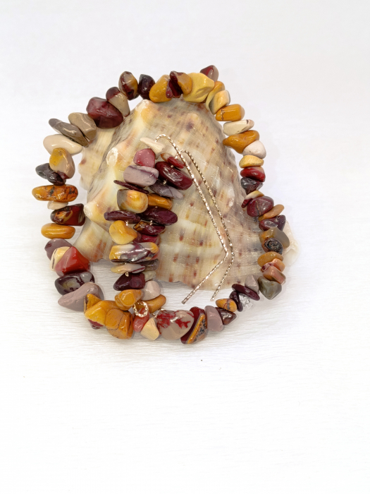 Set hipoalergenic,piatră mookait,brățară și cercei - Armonia Toamnei [3]