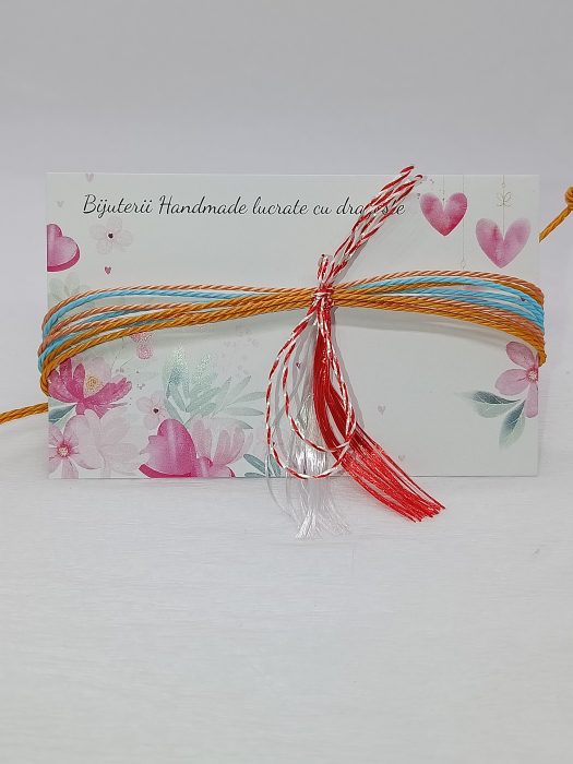 Brățară Mărțișor Handmade Aramiu cu Bleu – Șnur Cerat [3]