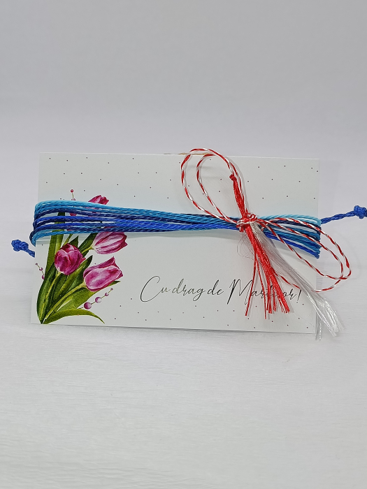 Brățară Mărțișor Handmade din Șnur Cerat Albastru [3]