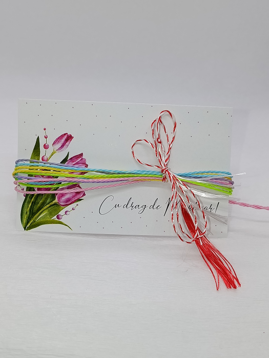 Brățară Mărțișor Handmade din Șnur Cerat, „Curcubeu Pastel” Reglabilă [3]