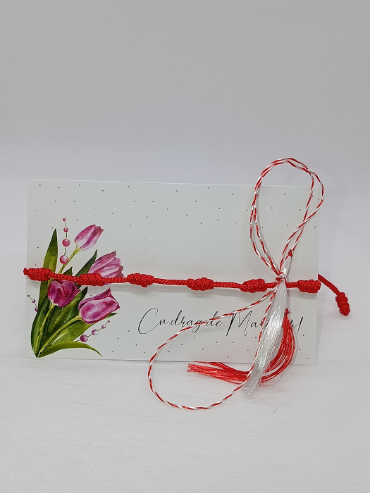 Brățară Mărțișor Tradițional din Șnur Roșu Handmade, Reglabilă [3]