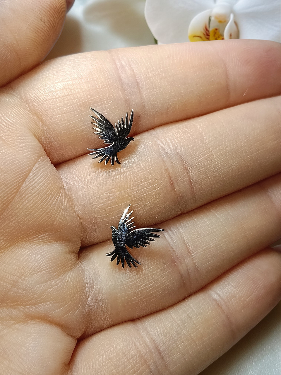 Cercei Din Inox Argintiu  În Formă de Pasăre „Aripile Dimineții" [4]