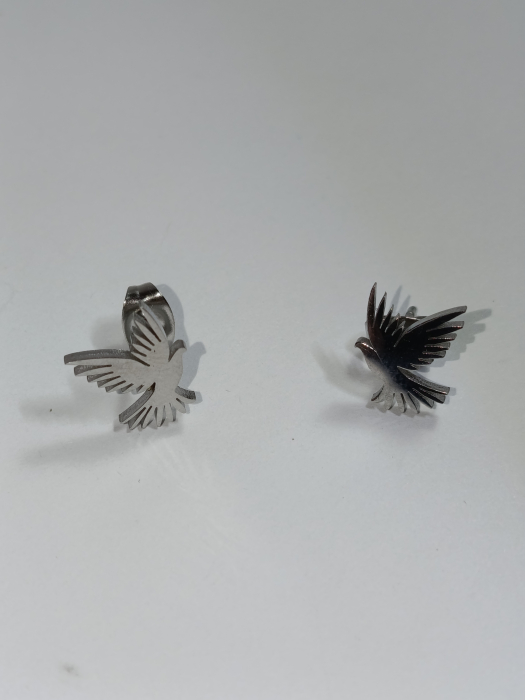 Cercei argintii pasăre din inox hipoalergenic „Aripile Dimineții" [4]