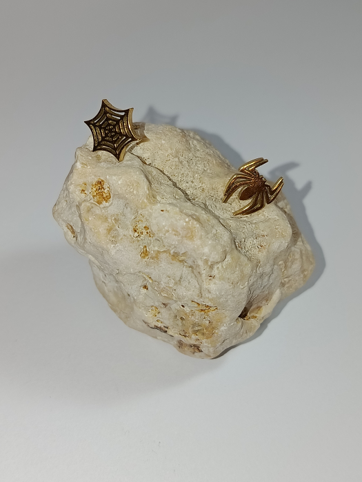 Cercei Aurii Pânză și Păianjen din Inox Hipoalergenic,"Urzeala Destinului" [2]