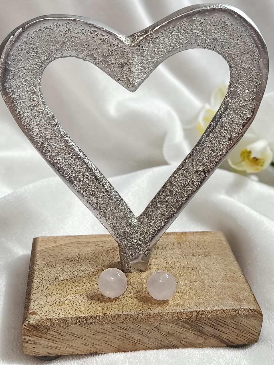 Cercei din Inox Argintiu cu Piatră Tip Cuarț Roz "Moon Blush" [6]