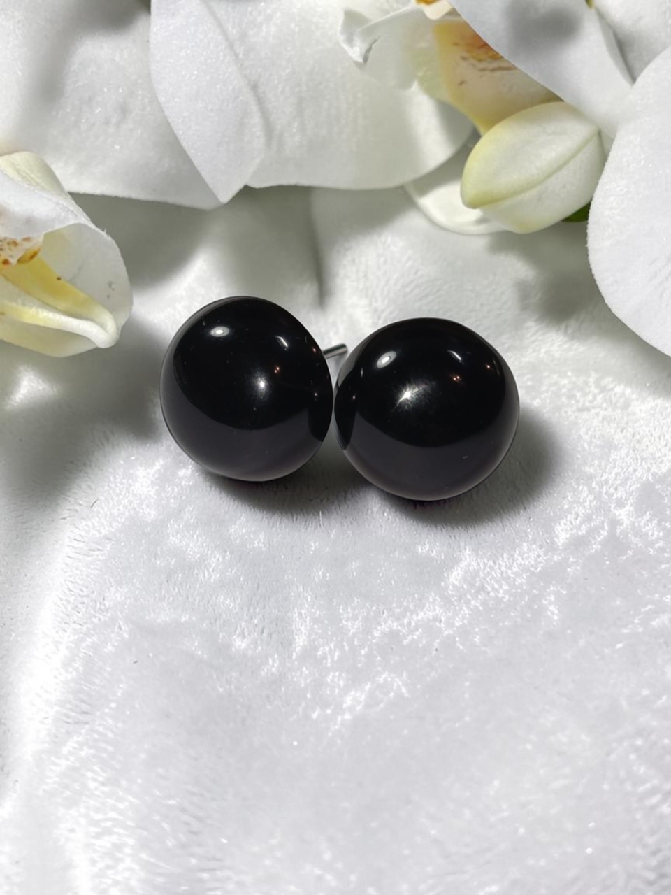 Cercei din Inox Argintiu Cu Piatră Tip Onix Negru "Velvet Moon" [2]