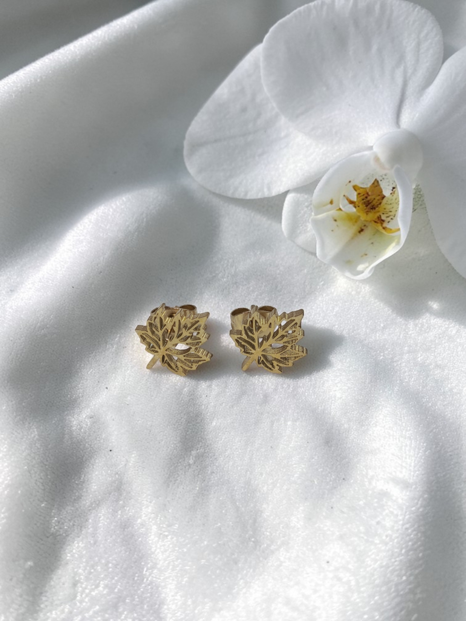 Cercei Frunză Aurie  Din Inox Placat cu Aur - „Adiere de Aur” [2]
