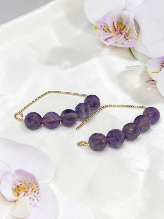 cercei handmade ametist fațetat - hipoalergenici"Misterul nopților de catifea" [2]