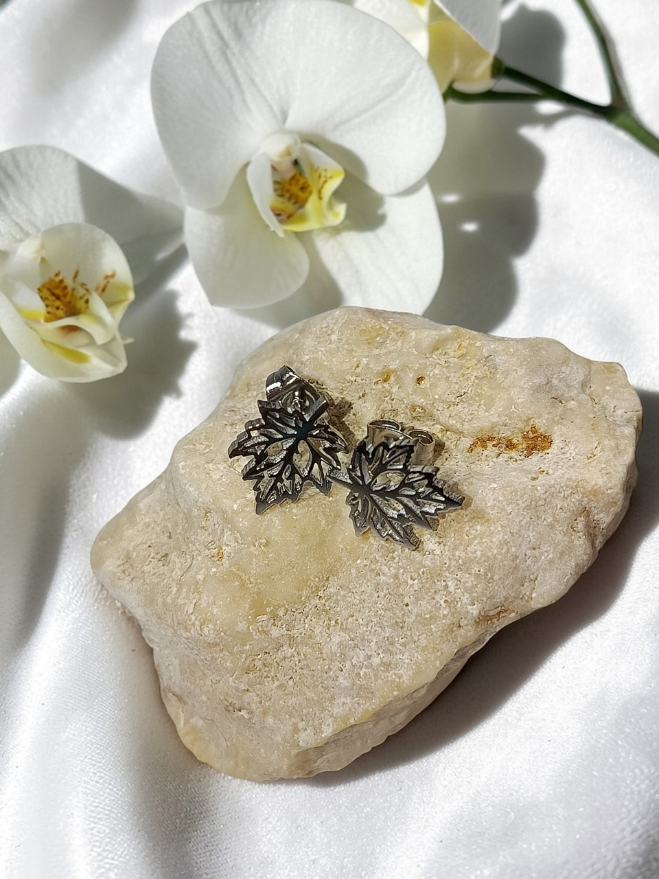 Cercei Inox Rezistenti „Frunză de Argint” [2]