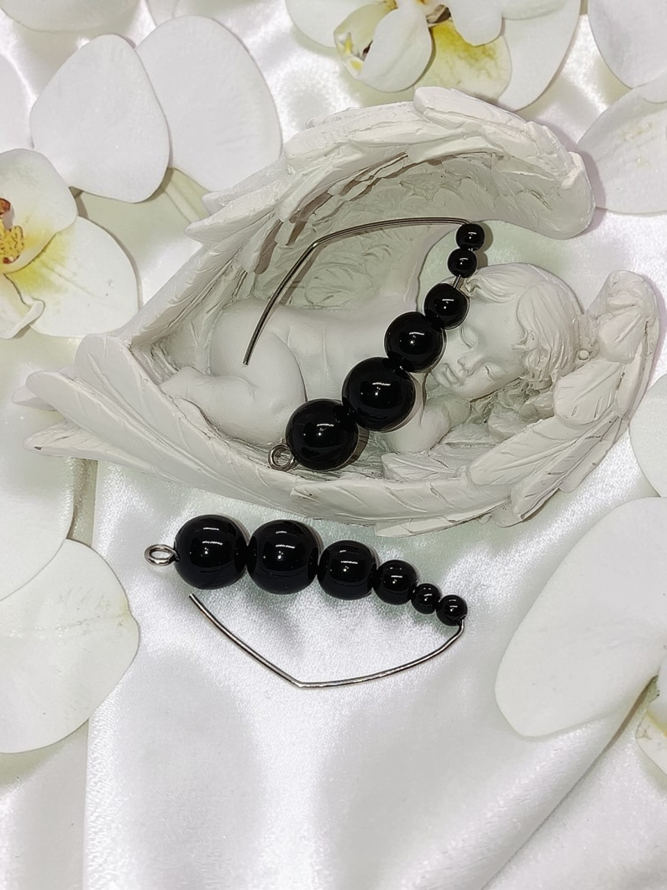 Cercei Oțel Inoxidabil Hipoalergenic  Mărgele Negre - "Minimal Black" [2]