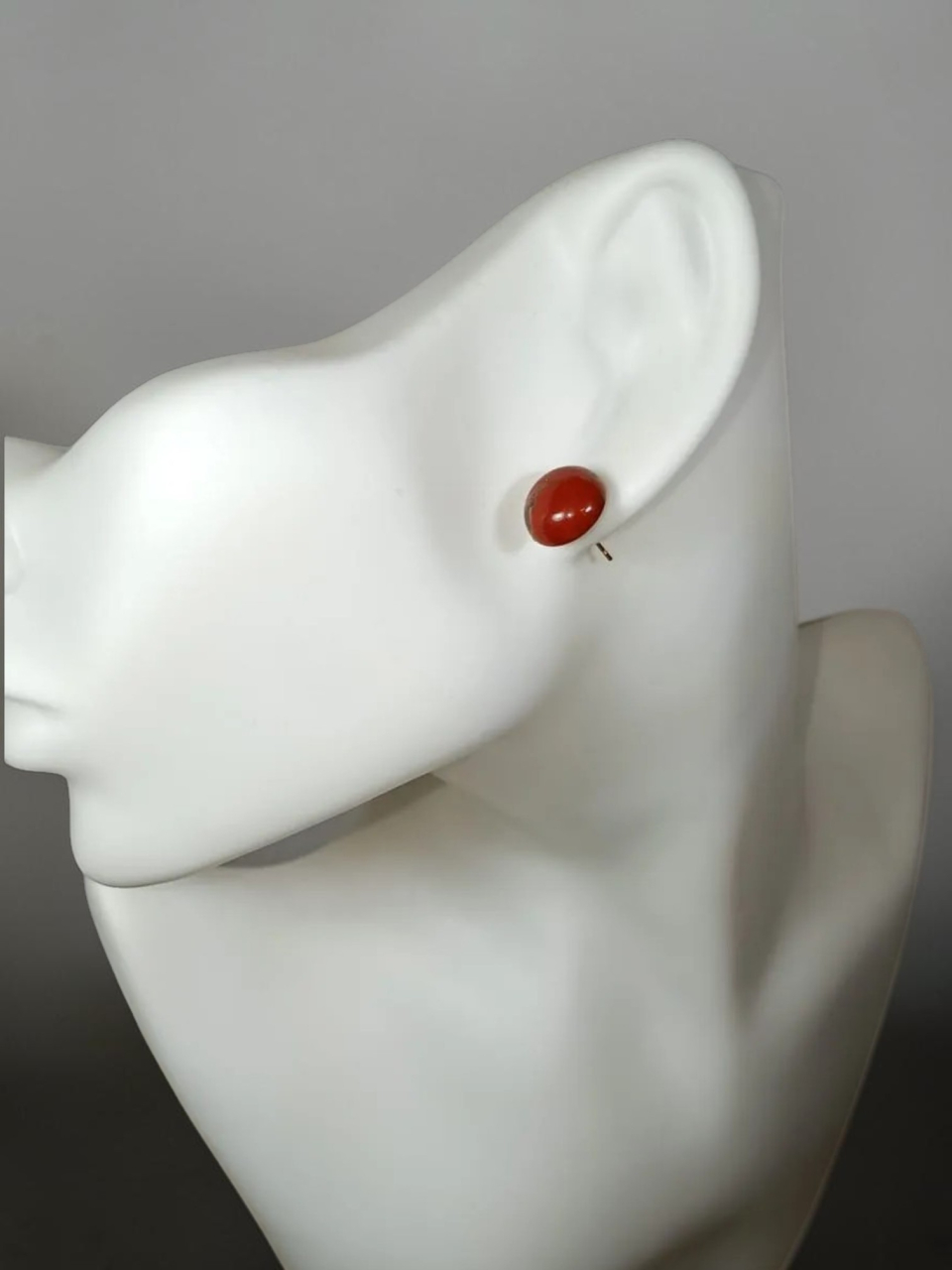 Cercei Rotunzi Cu Piatră Tip Jasp Roșu, Din Inox Auriu - "Rouge Velvet" [5]