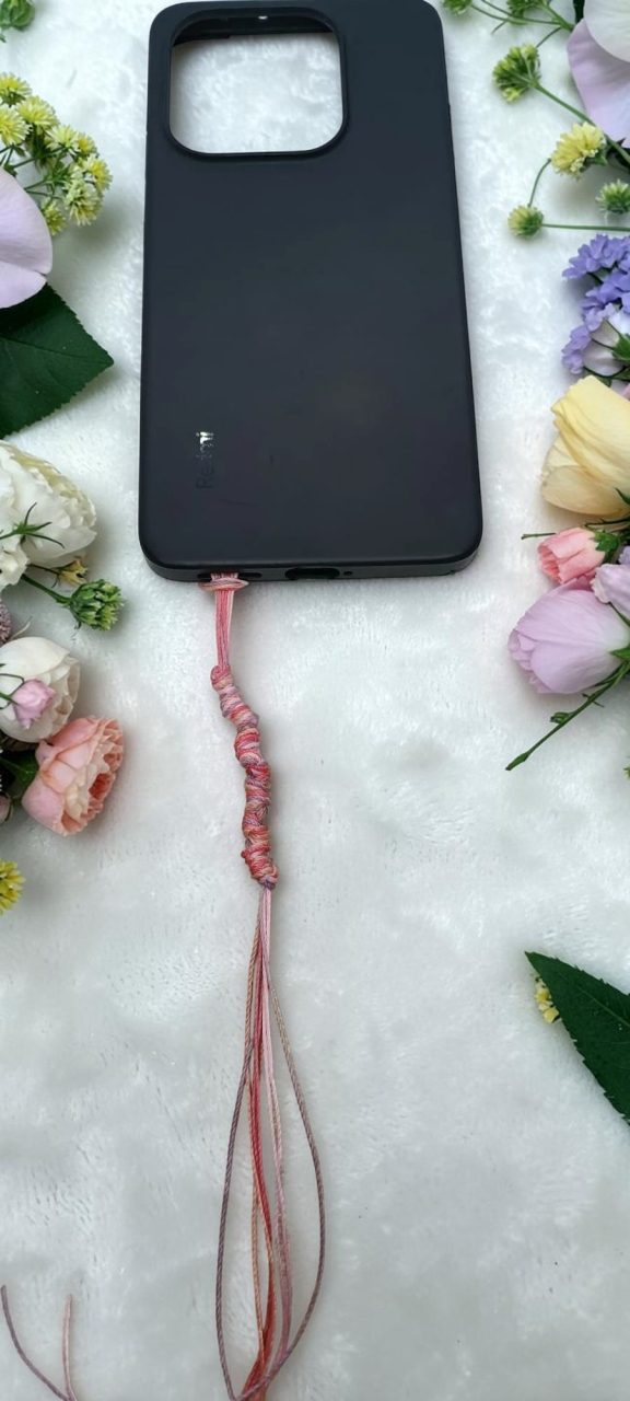 Charm Pentru Telefon Handmade Roz Și Lila – Șnur Cerat Împletit Manual „Blush Amour” [5]