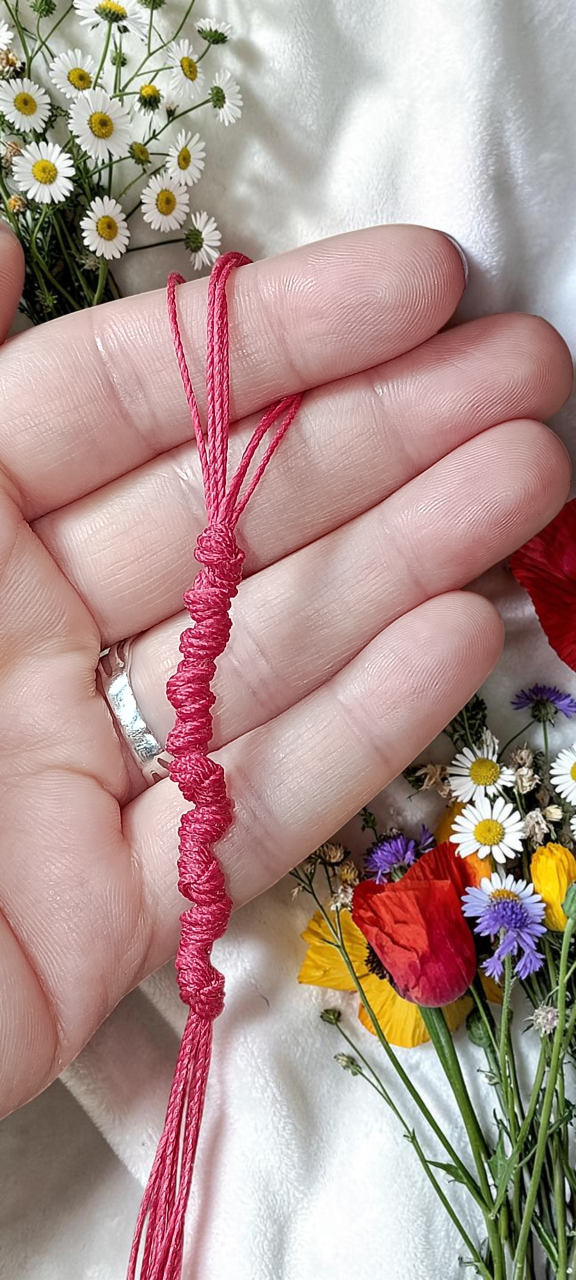 Charm Roșu Pentru Telefon– Accesoriu Handmade Din Șnur Cerat Împletit „Rubin” [4]