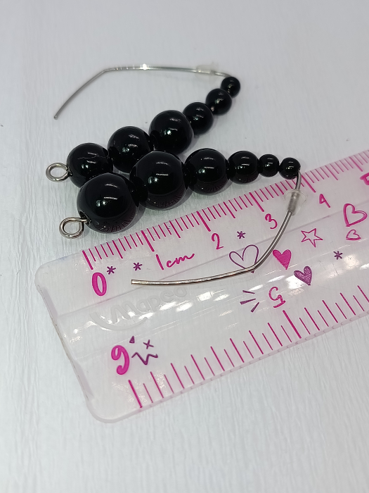 Cercei Oțel Inoxidabil Hipoalergenic cu Mărgele Negre Descrescătoare - Minimal Black [3]