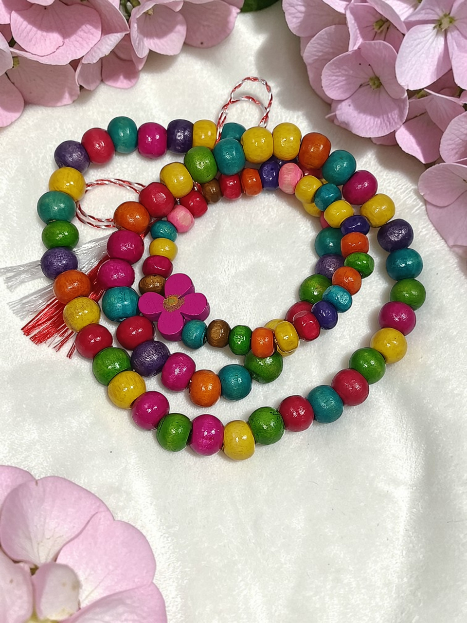 Set Bijuterii Fetițe – Colier Si Brățară Din Lemn Handmade „Floricele și bucurie” [2]