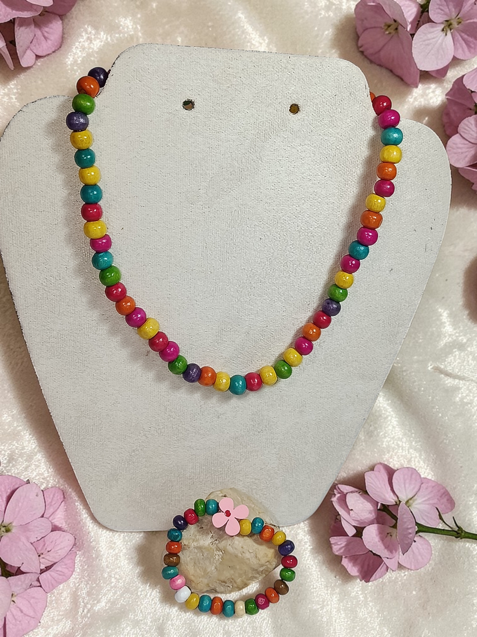 Set Bijuterii Fetițe – Colier Si Brățară Din Lemn Handmade „Prietenia Florilor" [3]