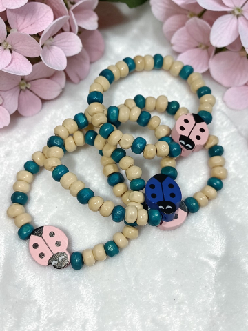 BRĂȚĂRI VELVETKIDS - Brățară Din Lemn Pentru Copii –"Picătură de Cer și Noroc" – Handmade