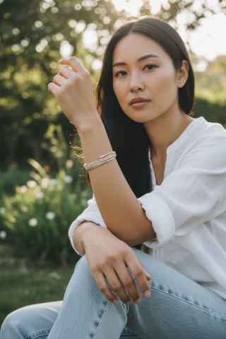 Brățară Reglabilă Handmade Din  Șnur Cerat  – „Curcubeu Pastel” [2]