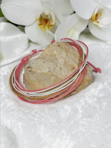 BRĂȚĂRI VELVETEENS - Brățară Reglabilă Handmade Din  Șnur Cerat – „Rază de Cireș”