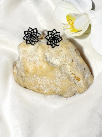 Cercei Mandala Argintii Din  Inox - „Floarea  Infinitului” [1]