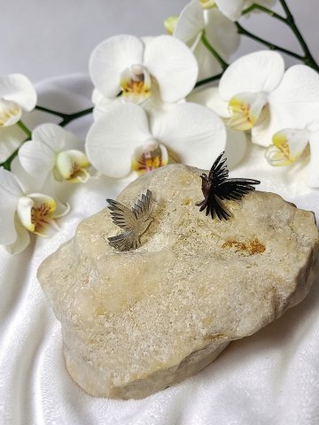 CERCEI VELVETTEENS - Cercei Din Inox Argintiu  În Formă de Pasăre „Aripile Dimineții"