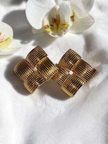 VELVET LADIES - Cercei Aurii Din Inox  Hipoalergenic "Raze de Romb"