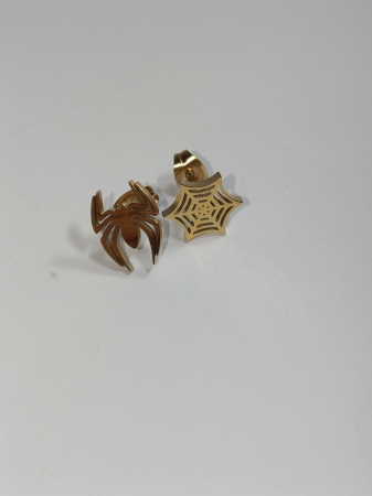 Cercei Aurii Pânză și Păianjen din Inox Hipoalergenic,"Urzeala Destinului" [2]