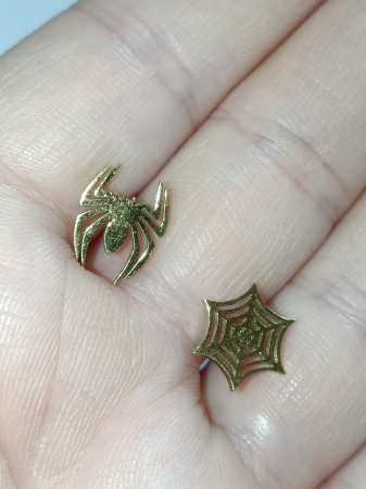 CERCEI MAMĂ-FIICĂ - Cercei Aurii Pânză și Păianjen din Inox Hipoalergenic,"Urzeala Destinului"