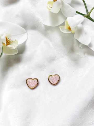 VELVET KIDS - Cercei din inox 304 inimioare roz 5 mm – hipoalergenici - „Praf de Stele și Iubire”