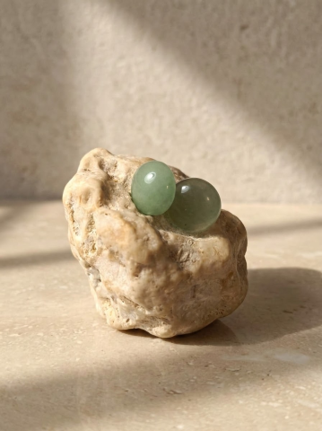 VELVET LADIES - Cercei Din Inox Argintiu Cu Aventurin Verde, Handmade,"Roua Dimineții"