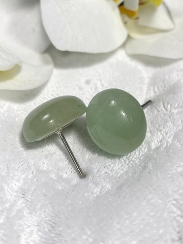 Cercei Din Inox Argintiu Cu Aventurin Verde, Handmade,"Roua Dimineții" [4]