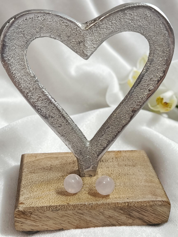 Cercei din Inox Argintiu cu Piatră Tip Cuarț Roz "Moon Blush" [5]