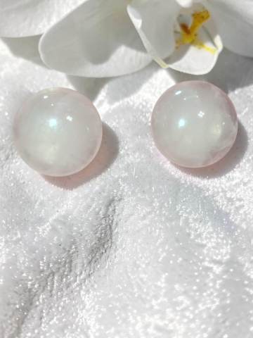 VELVET LADIES - Cercei din Inox Argintiu cu Piatră Tip Cuarț Roz "Moon Blush"