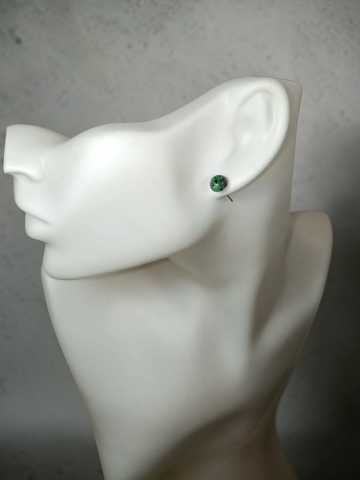 Cercei Din Inox Argintiu cu Piatră Tip Zoizit Verde,Handmade – „Roua Pădurii” [3]