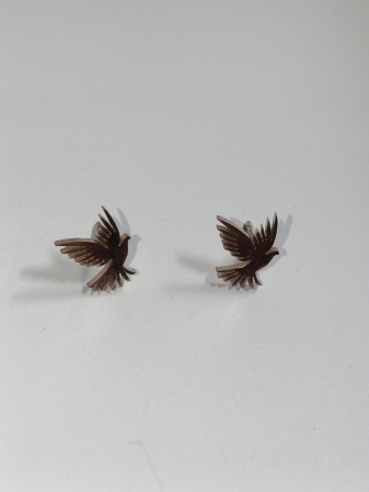 Cercei din inox aurii roze pasăre, neoxidabili și antialergici,"Aripile Aurorei" [2]