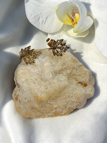 CERCEI VELVETTEENS - Cercei Frunză Aurie  Din Inox Placat cu Aur - „Adiere de Aur”