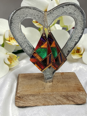 Cercei Handmade din Lemn "Vitraliu Fermecat" [1]