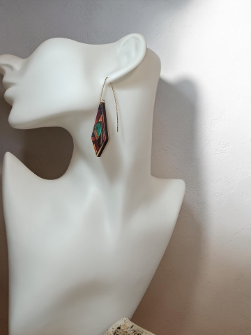 Cercei Handmade din Lemn "Vitraliu Fermecat" [4]
