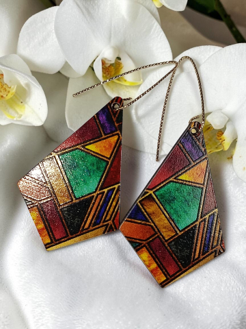 Cercei Handmade din Lemn "Vitraliu Fermecat" [2]